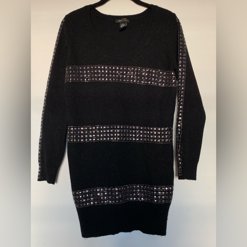 Black Sweater Dress w/ Rhinestones/Studs
